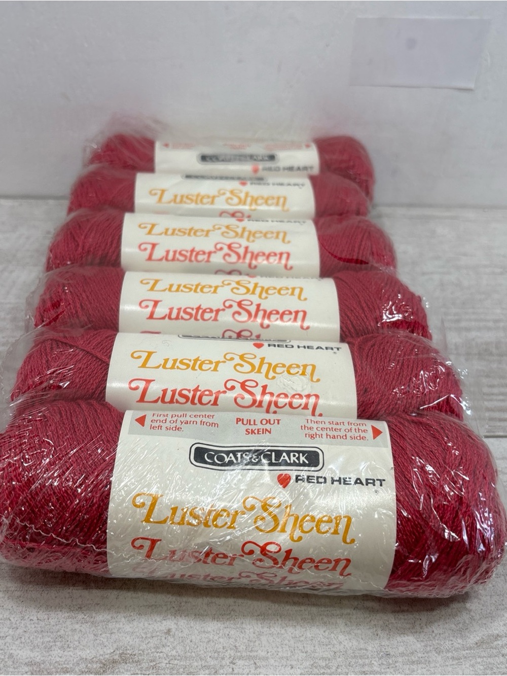Vintage Lot of 6 Red Heart Coats and Clark Luster Sheen Pink| 282 Ruby Lot 983